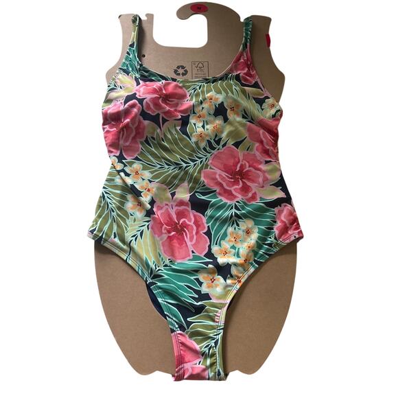 Hurley Women’s Pink Floral UPF 50+ Stretch Midweight One Piece Swimsuit Medium - Picture 2 of 3